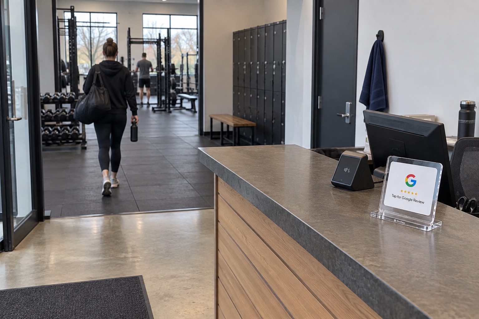 NordTapp akrylstativ i treningssenter
